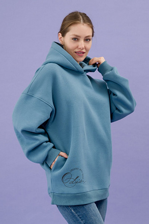 Худи женское теплое индиго